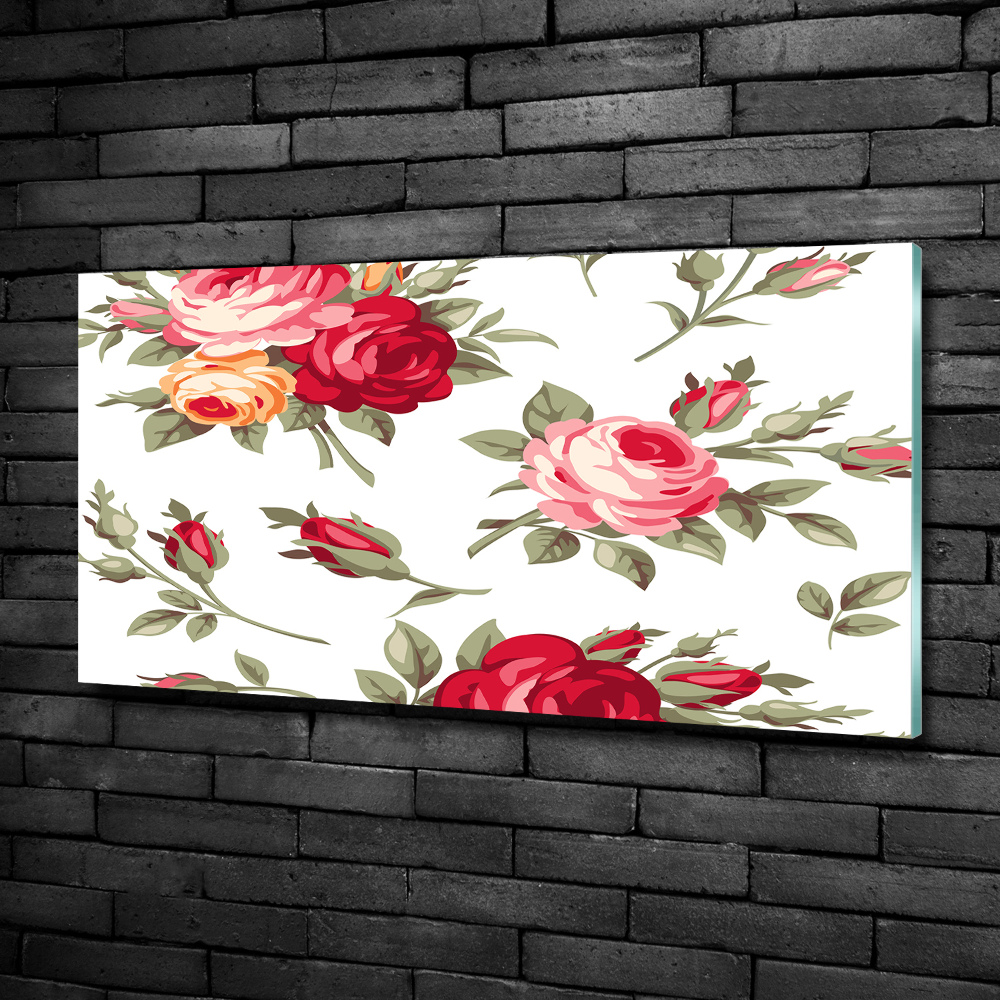 Tableau photo sur verre Roses fleurs