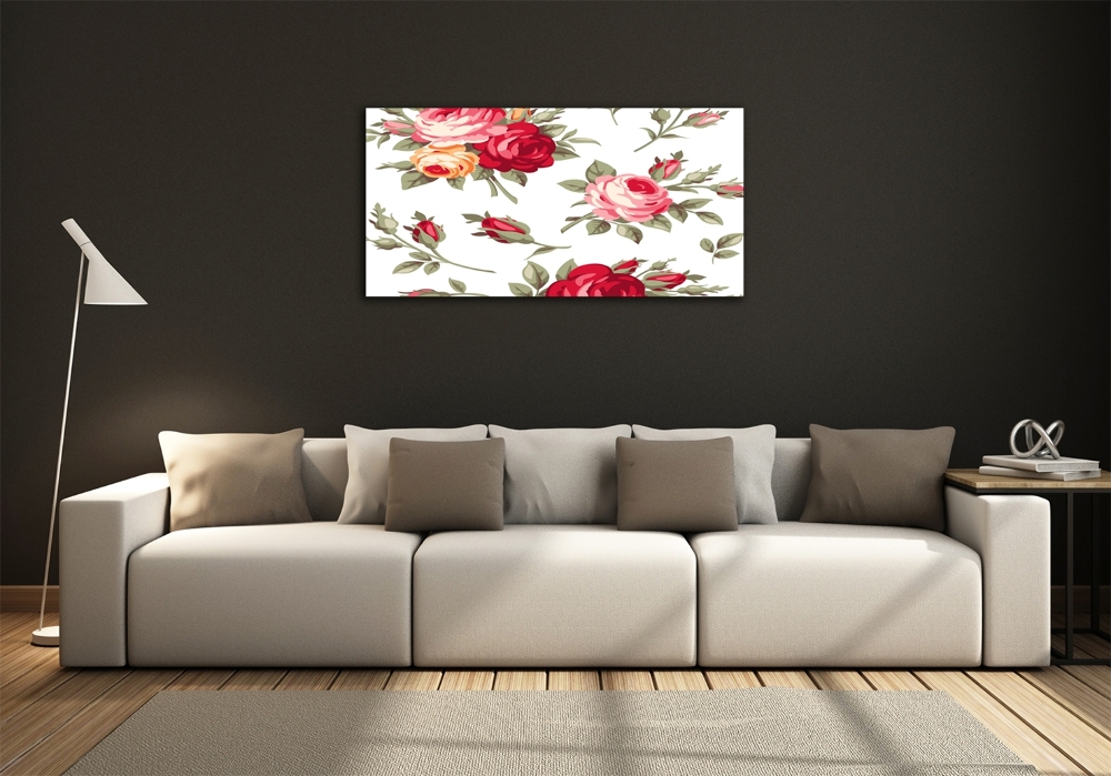 Tableau photo sur verre Roses fleurs