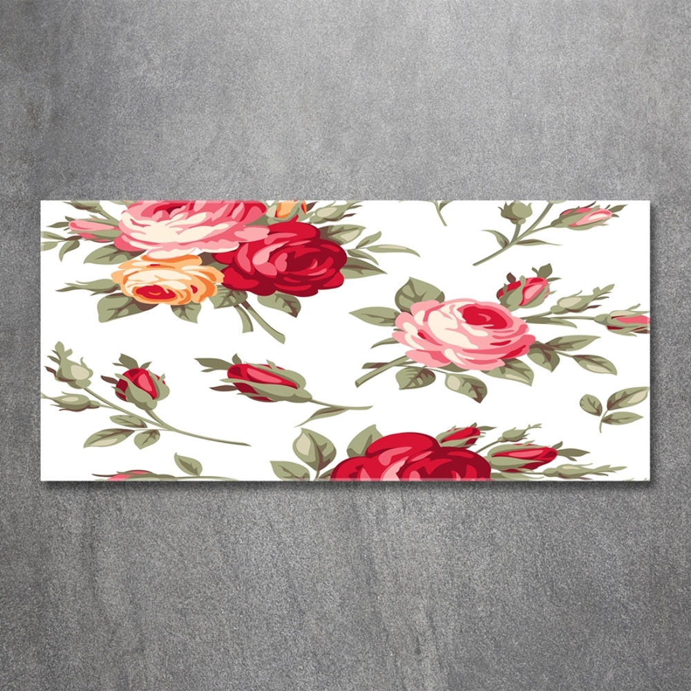 Tableau photo sur verre Roses fleurs