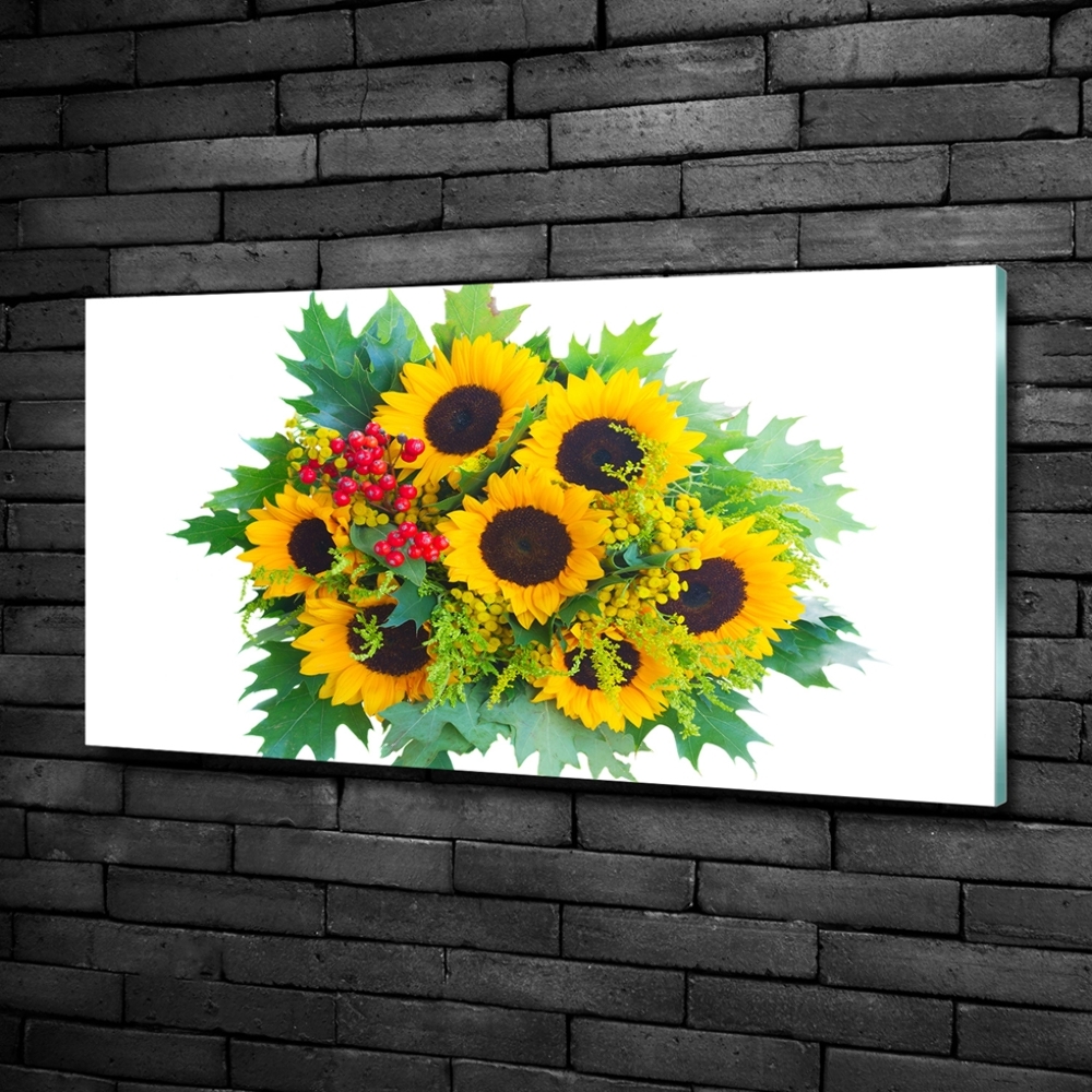 Tableau verre imprimé Bouquet de tournesols