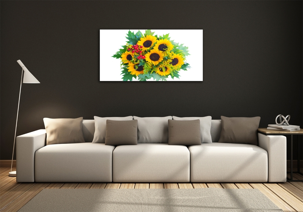 Tableau verre imprimé Bouquet de tournesols