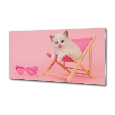 Tableau photo sur verre Chat sur une chaise longue