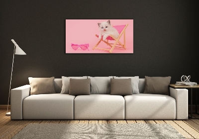 Tableau photo sur verre Chat sur une chaise longue