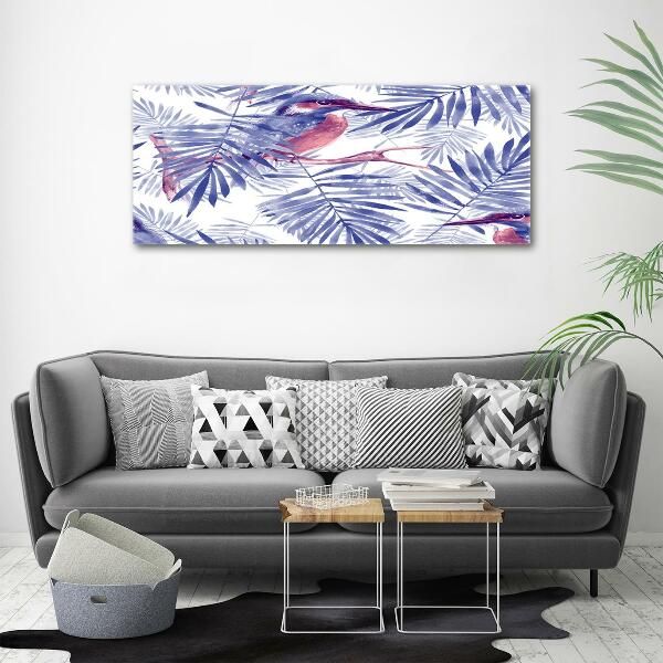 Tableau sur verre Plantes et oiseau