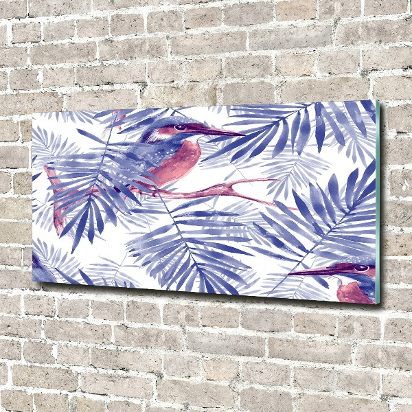Tableau sur verre Plantes et oiseau