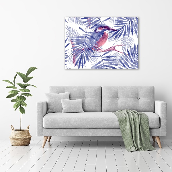 Tableau sur verre Plantes et oiseau