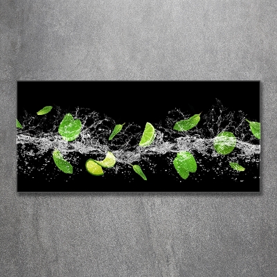 Tableau en verre Citron vert à la menthe