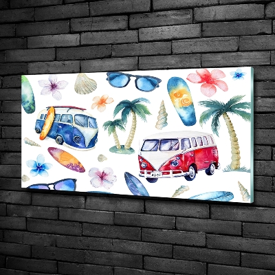 Tableau en verre Symboles du surf