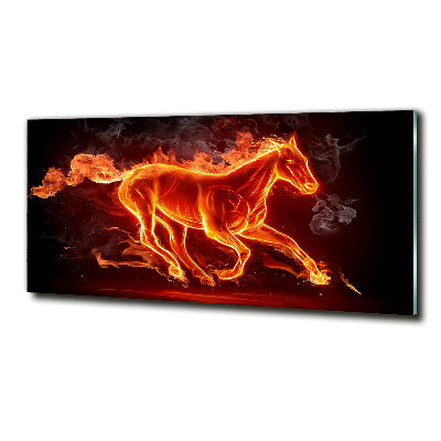 Tableau sur verre Cheval en flammes