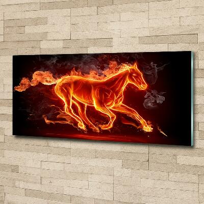 Tableau sur verre Cheval en flammes