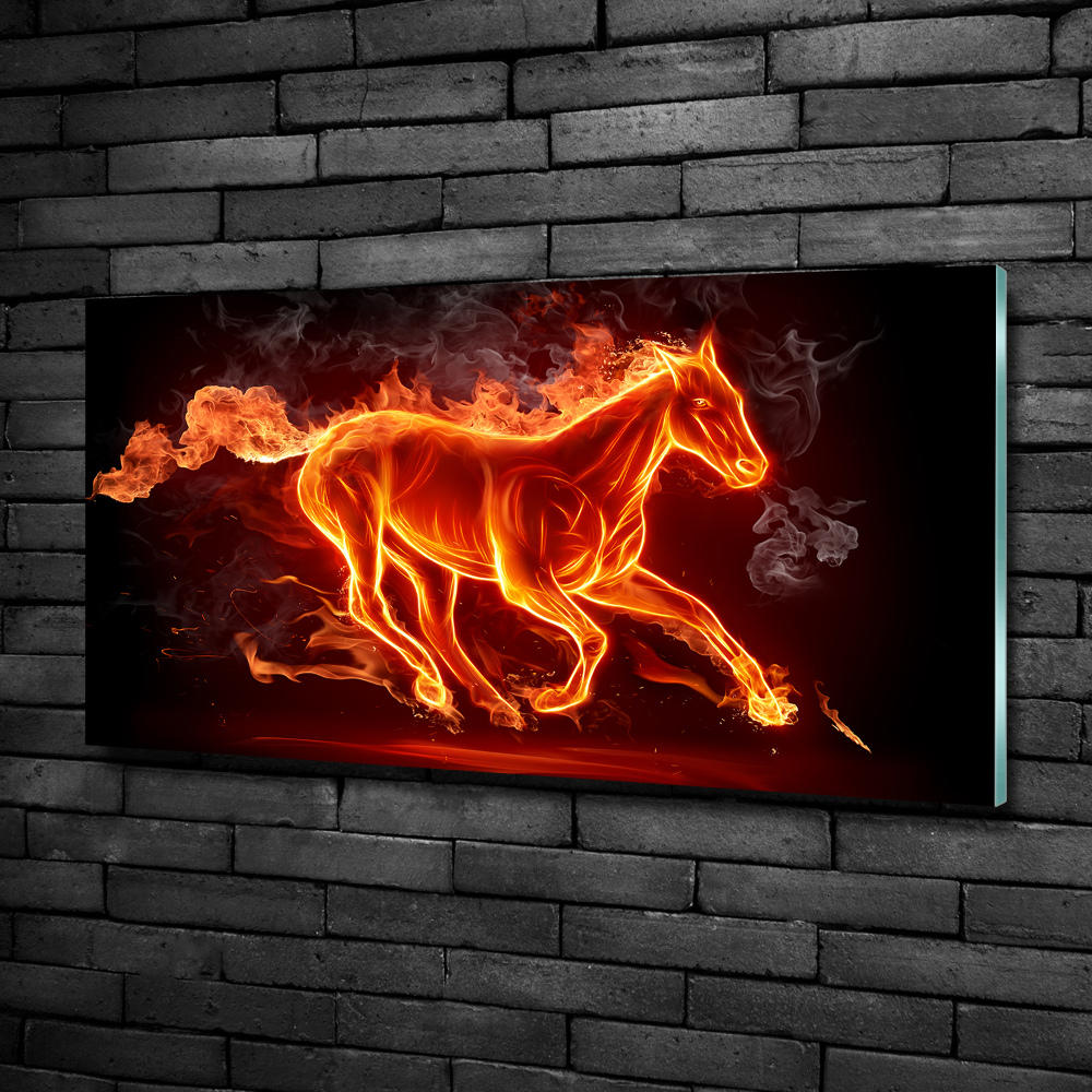 Tableau sur verre Cheval en flammes