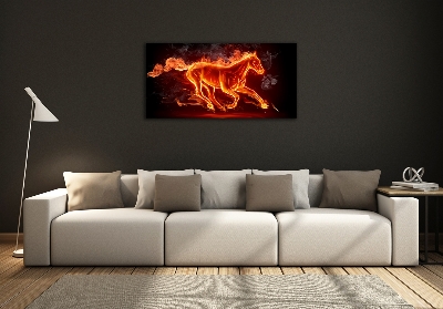 Tableau sur verre Cheval en flammes