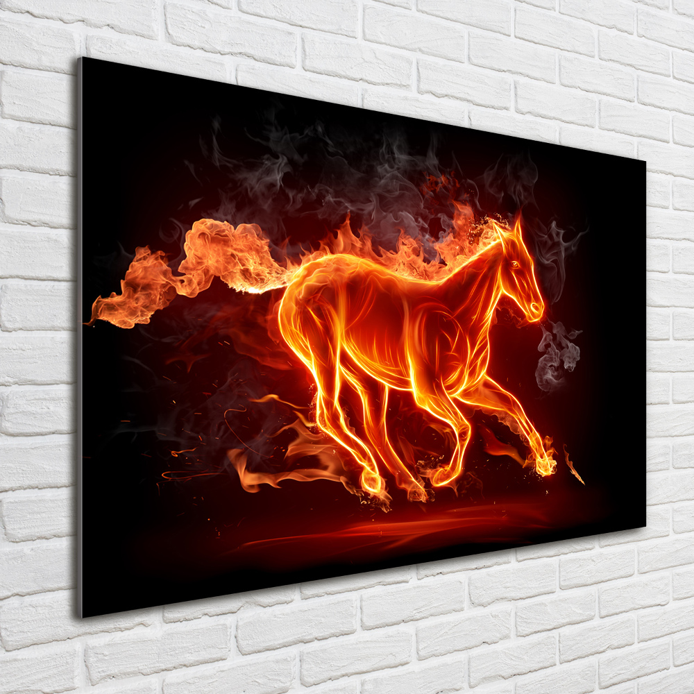 Tableau sur verre Cheval en flammes