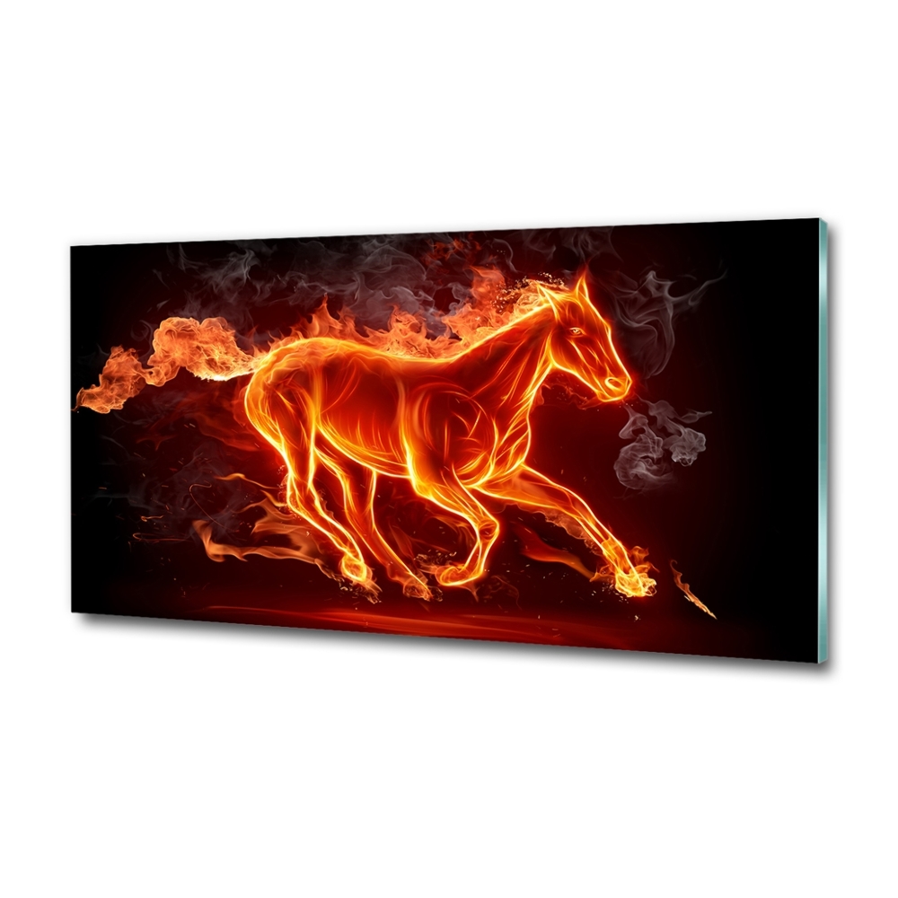 Tableau sur verre Cheval en flammes