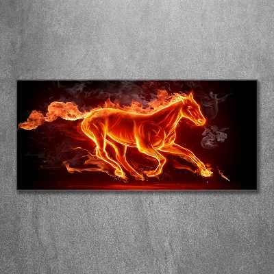 Tableau sur verre Cheval en flammes