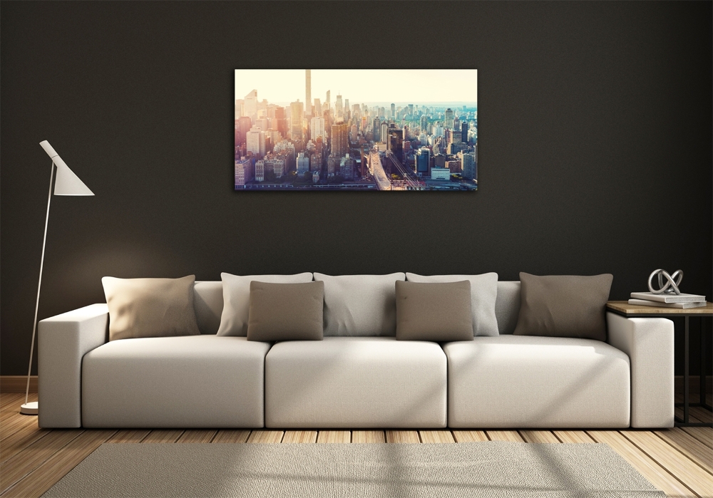 Tableau sur verre New York City vue d'oiseau