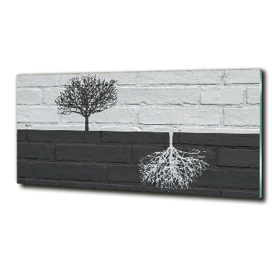 Tableau verre imprimé Arbres sur un mur