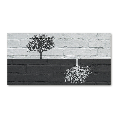 Tableau verre imprimé Arbres sur un mur