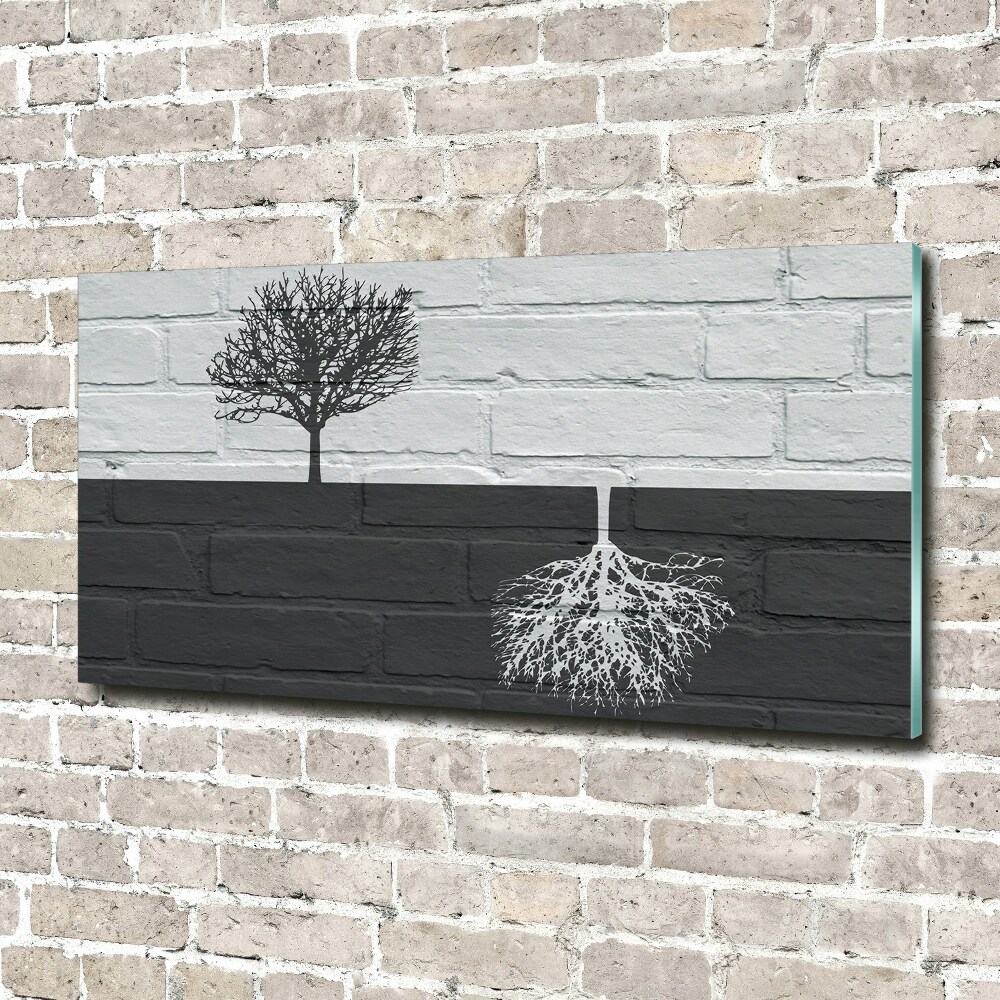 Tableau verre imprimé Arbres sur un mur