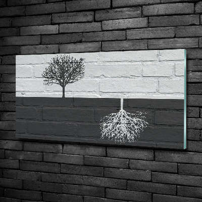 Tableau verre imprimé Arbres sur un mur