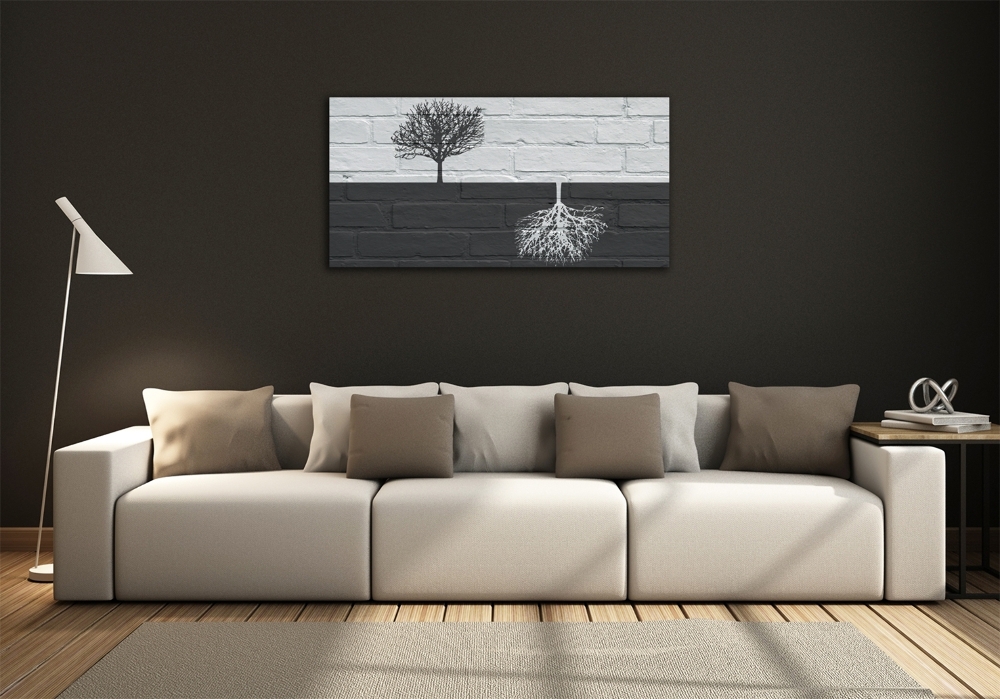 Tableau verre imprimé Arbres sur un mur