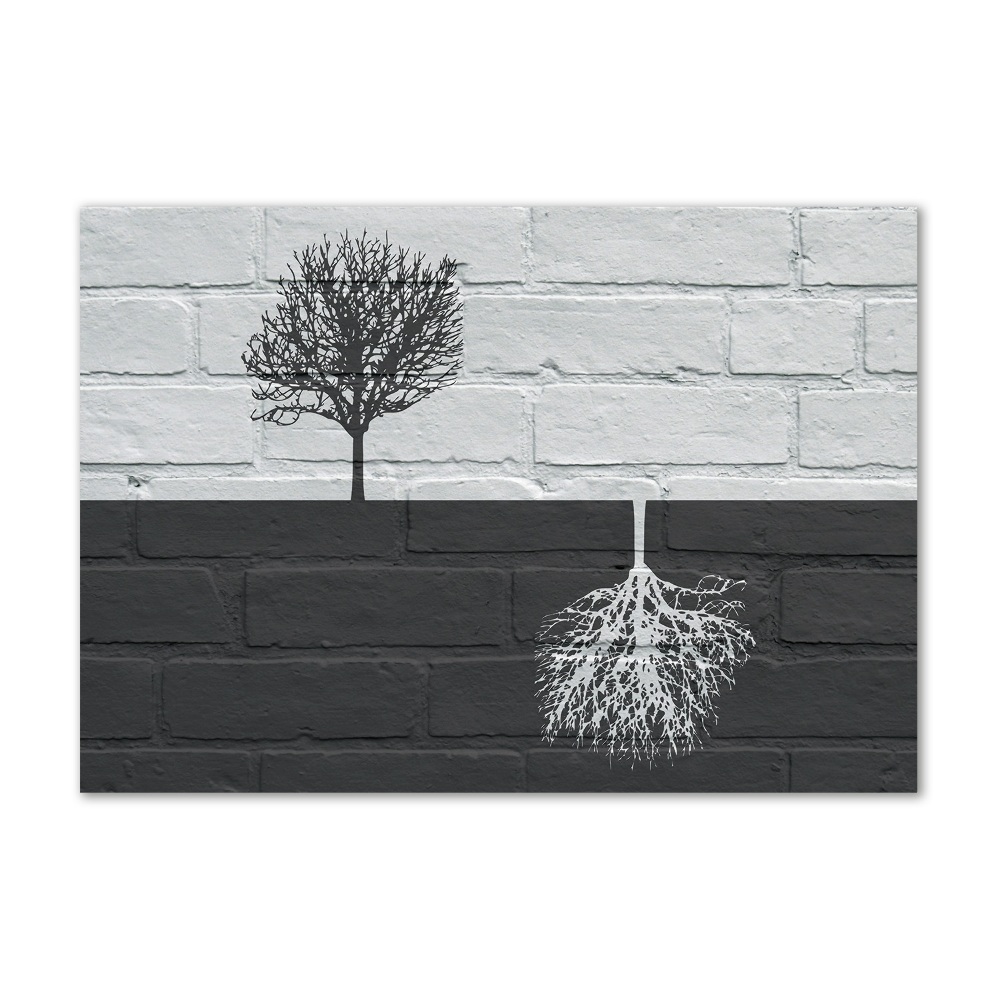 Tableau verre imprimé Arbres sur un mur