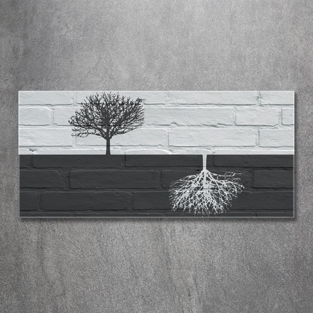 Tableau verre imprimé Arbres sur un mur