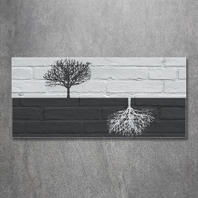 Tableau verre imprimé Arbres sur un mur