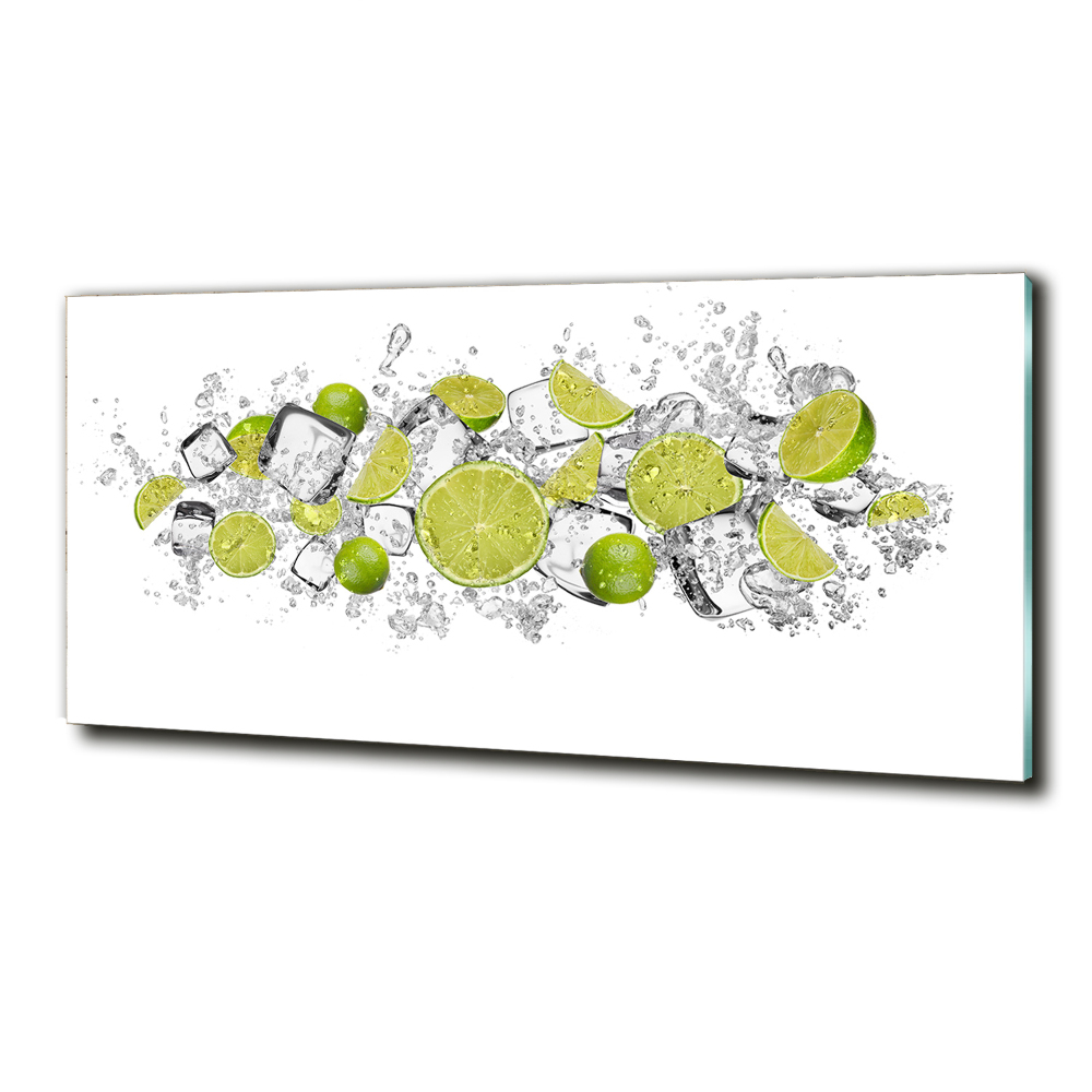 Tableau photo sur verre Glaçons au citron vert