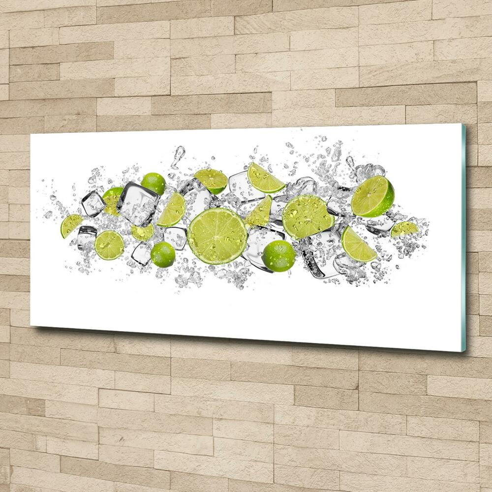 Tableau photo sur verre Glaçons au citron vert