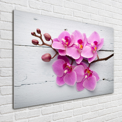 Tableau en verre Orchidée sur bois