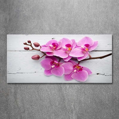 Tableau en verre Orchidée sur bois