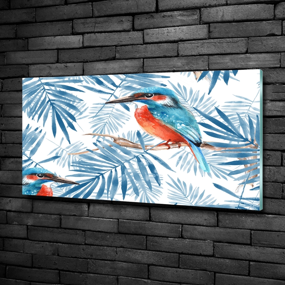 Tableau imprimé sur verre Plantes et oiseau