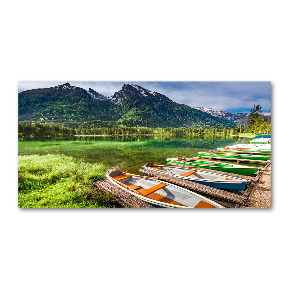 Tableau verre imprimé Bateaux sur un lac