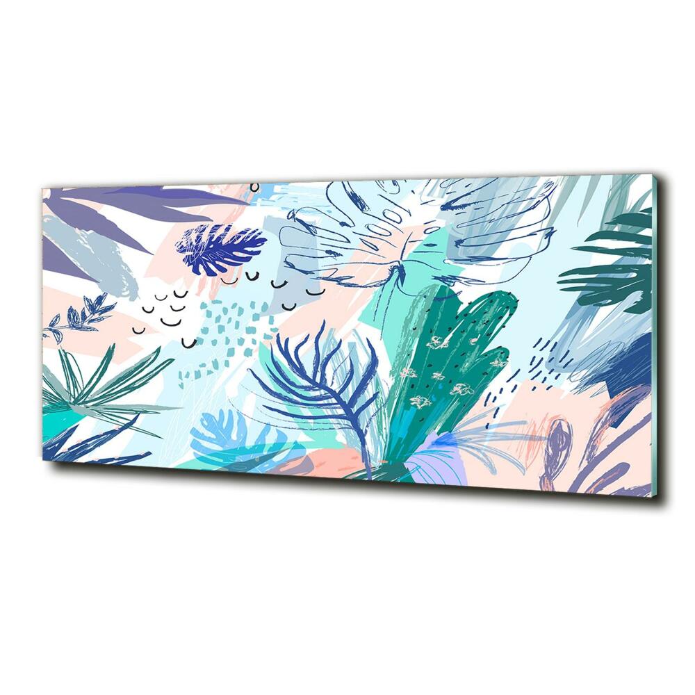 Tableau photo sur verre Feuillets tropicaux