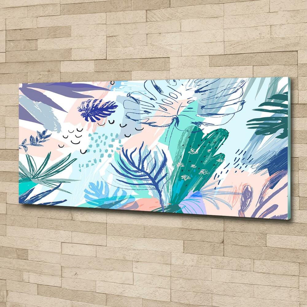 Tableau photo sur verre Feuillets tropicaux