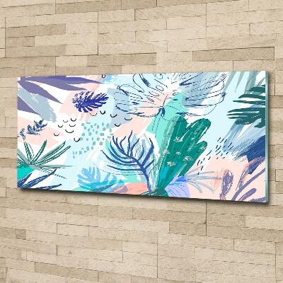 Tableau photo sur verre Feuillets tropicaux