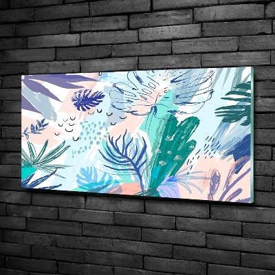 Tableau photo sur verre Feuillets tropicaux