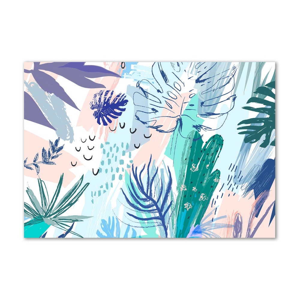 Tableau photo sur verre Feuillets tropicaux