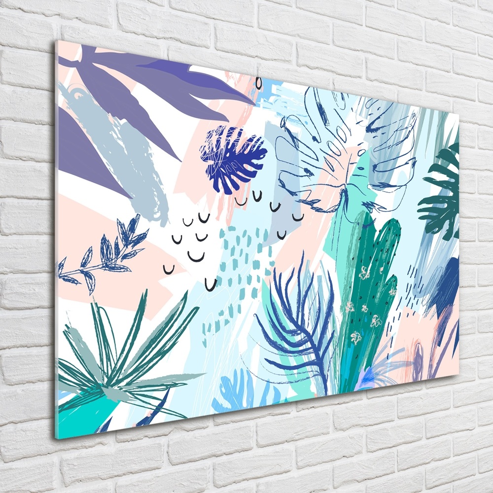 Tableau photo sur verre Feuillets tropicaux