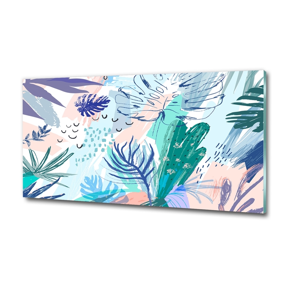 Tableau photo sur verre Feuillets tropicaux