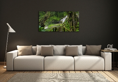 Tableau sur verre Chute d'eau dans la jungle