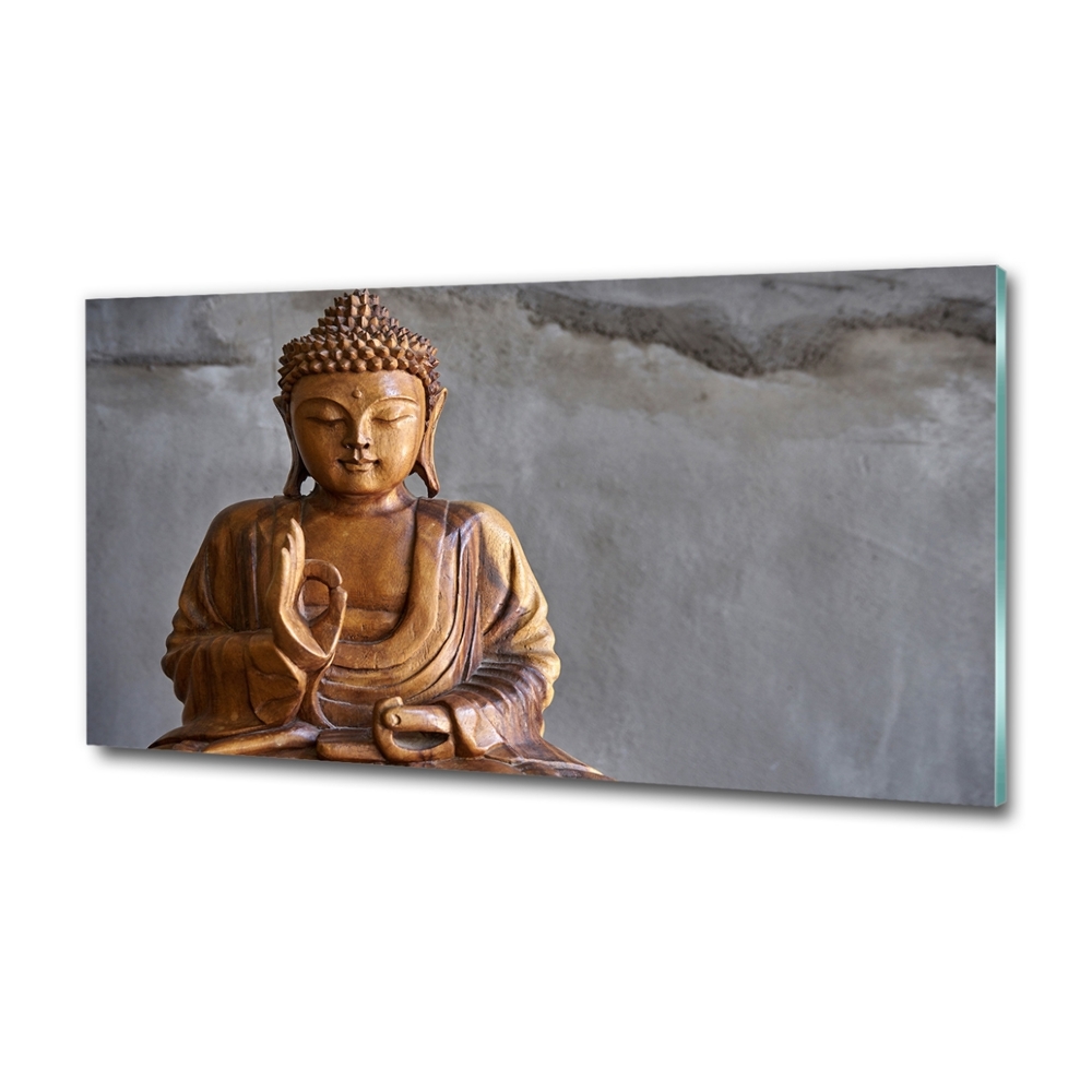 Tableau en verre Bouddha en bois