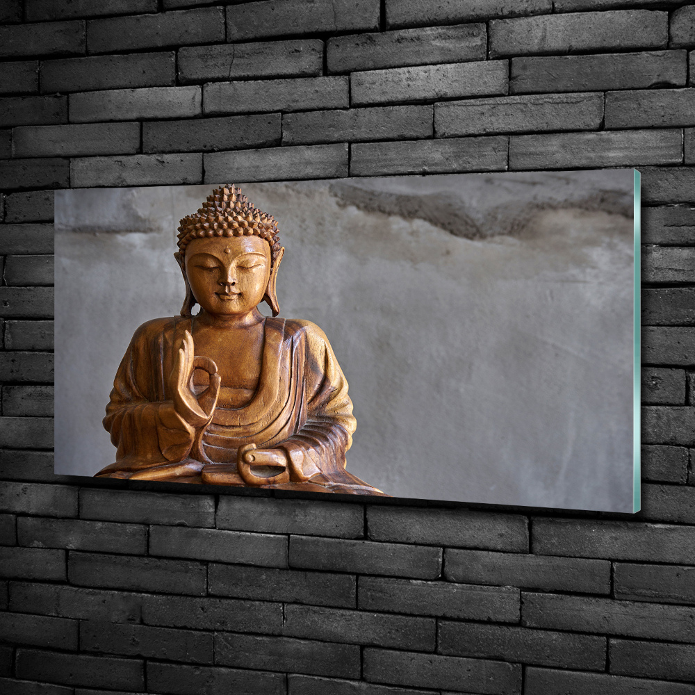 Tableau en verre Bouddha en bois