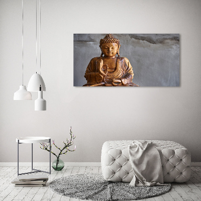 Tableau en verre Bouddha en bois