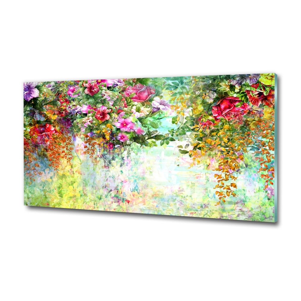 Tableau sur verre Fleurs multicolores