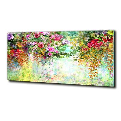 Tableau sur verre Fleurs multicolores