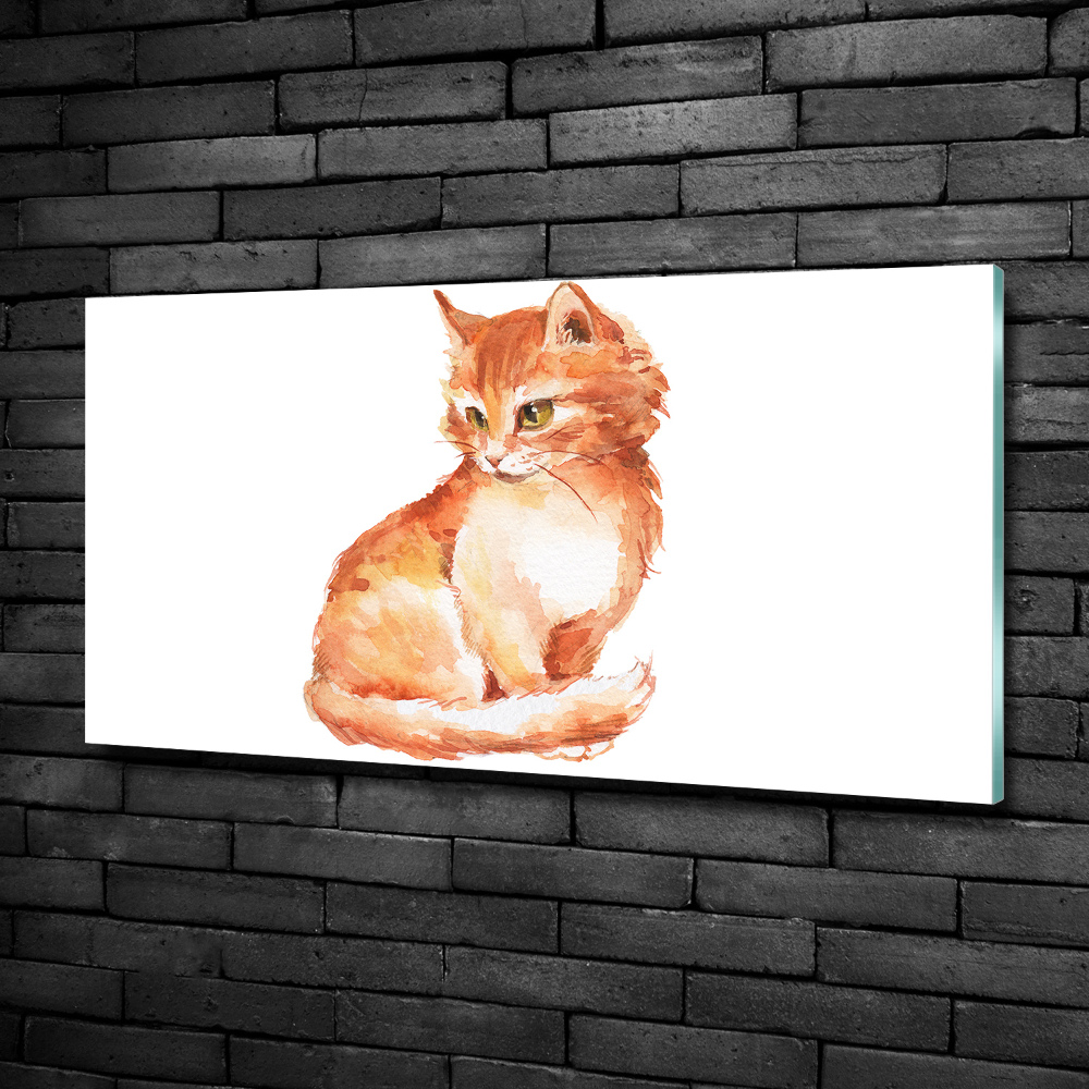 Tableau imprimé sur verre Chat rouge