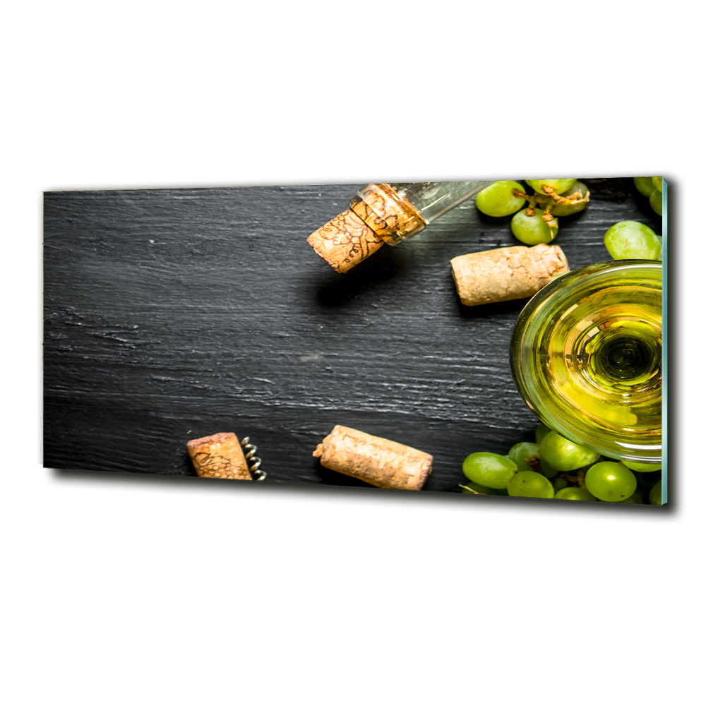 Tableau sur verre Vin blanc et fruits