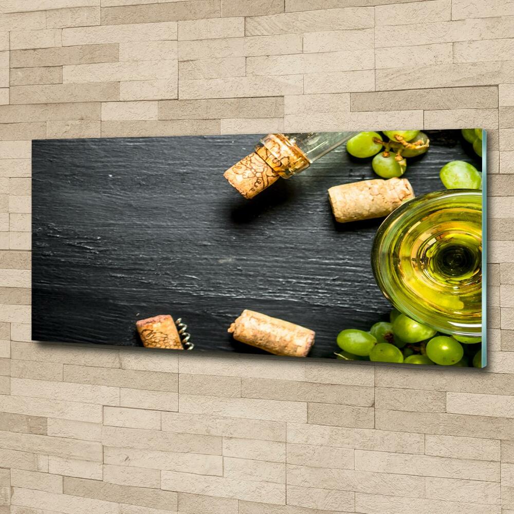 Tableau sur verre Vin blanc et fruits